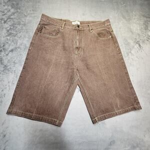 Beyond The Limit Shorts Mens 42 Brown Bermuda Relaxed Fit Denim 11in Inseam